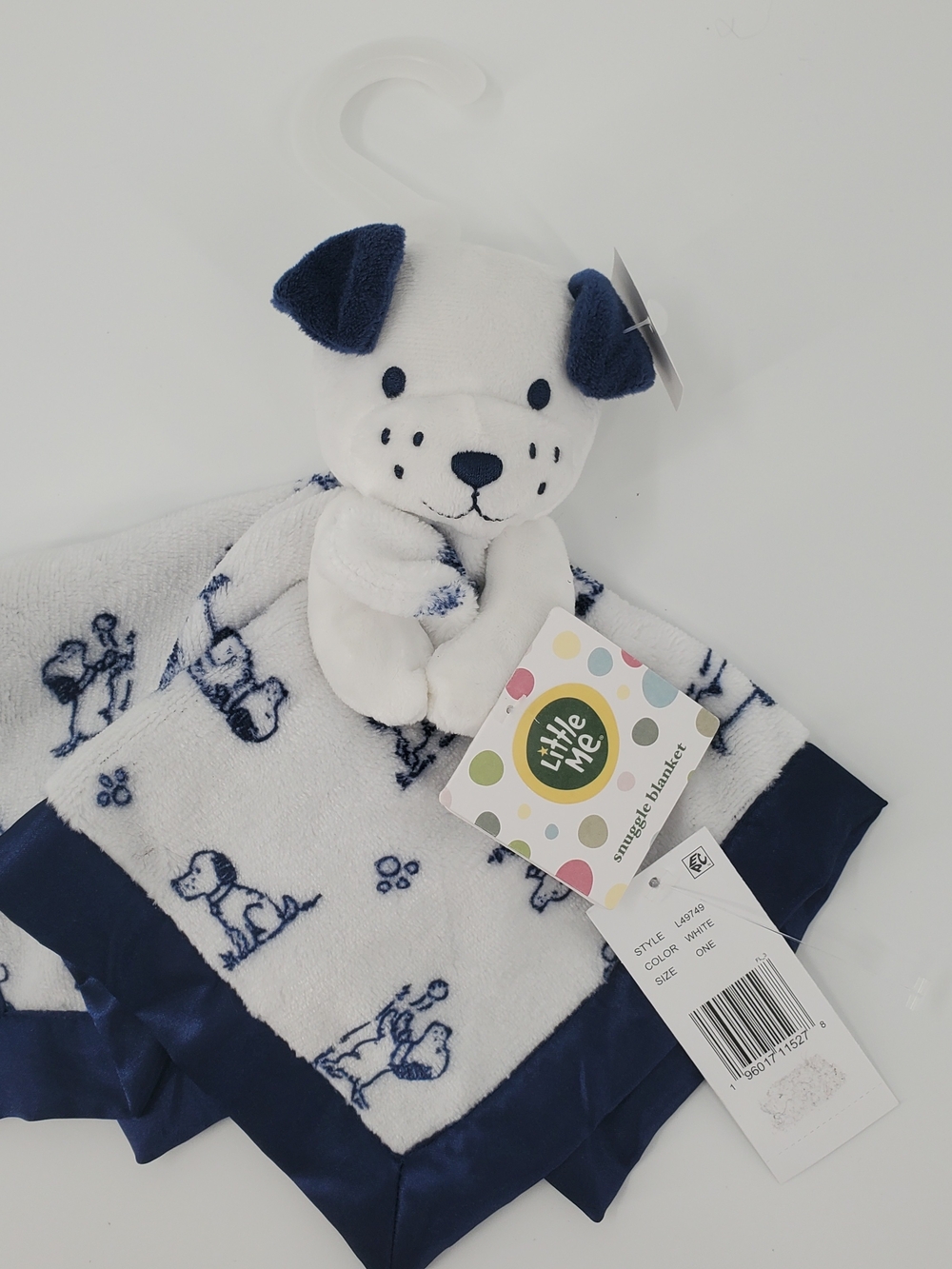 Little Me Puppy Plush Blue White Snuggle Lovey Security Blanket Rattle NWT